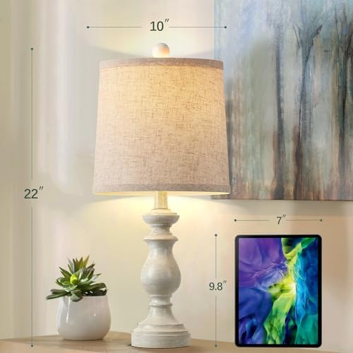 PARTPHONER Traditional Table Lamp Set of 2, Rustic Farmhouse Table Lamps for Living Room Bedroom, 22" Bedside Desk