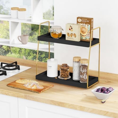 2 Tier Counter Organizer / Black-gold