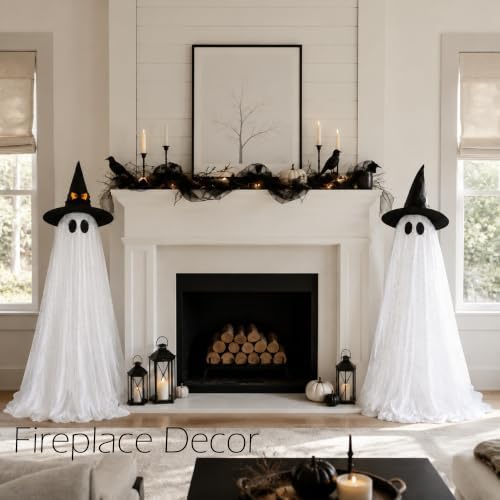 2Packs Halloween Decorations Outdoor,Halloweens Party Decoration Indoor,Spooky Ghost with Remote Control String