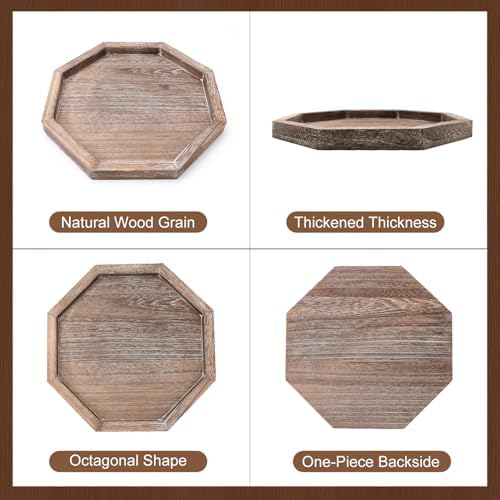 Rustic Candle Holder Plate Small Wooden Decorative Tray for Coffee Table