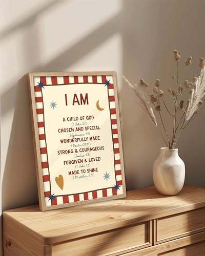 KensTro 16x20 Oak Framed I Am a Child of God Scripture Wall Art