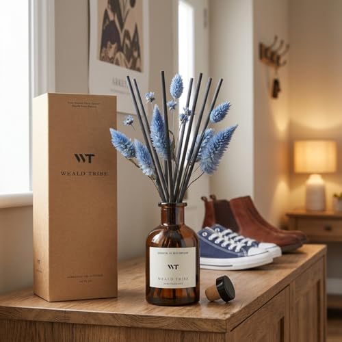 WEALD TRIBE Reed Diffuser Set for Bathroom Air Fresheners, Oil Diffuser Sticks | Sage & Sea Salt Scent 4.0 fl oz Home