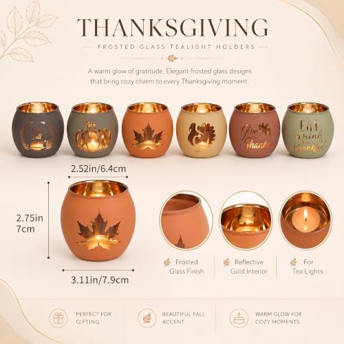 Thanksgiving Votive Candle Holders Set of 6