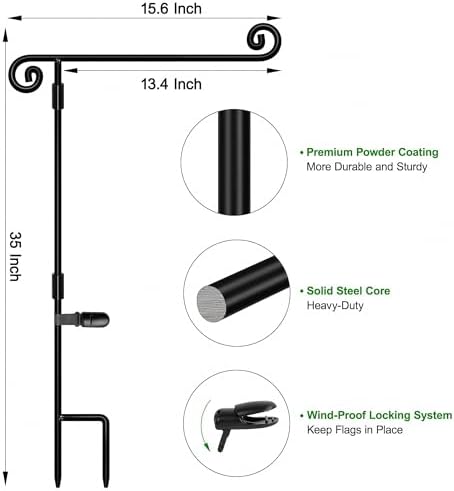 HOOSUN Garden Flag Stand,Sturdy Garden Flag Holder Pole for Outside House,Yard Flags Holder with one Tiger Clip,Yard Banner Pole for Holiday Flags Decorations Outdoor Lawn