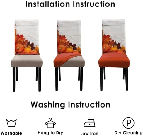 Fall Chair Covers Set of 4,Thanksgiving Parsons Autumn Leaves Dining Chair Protectors,Elastic Removable Washable Dining Chair Covers,Fall Decor for Home