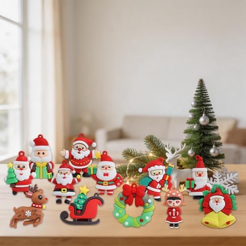 24Pcs Mini Christmas Figurines Dolls,Christmas Tree Hanging Ornament Gifts for Xmas Goodie Bag Stuffers Winter New Year Holiday Party Favors Decorations