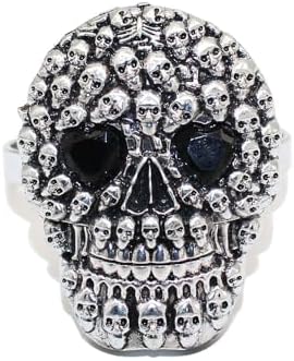 Halloween Napkin Rings Set of 6, Black Rhinestone Skull Head Napkin Holder Rings for Holiday Party Dinner Wedding Banquet Dinning Table Settings Decoration (Skull-6pc)