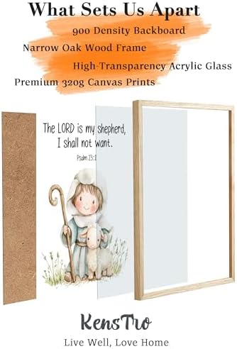 KensTro 12x16 Oak Framed Psalm 23:1 Scripture Wall Art