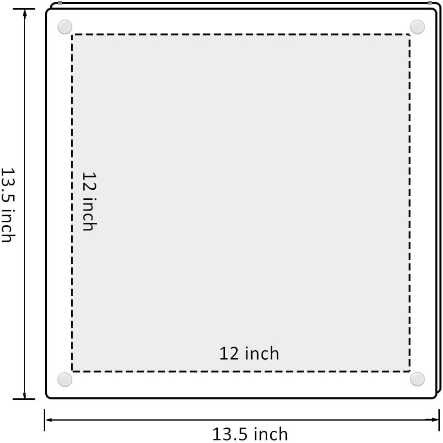 NIUBEE 12x12 Clear Acrylic Wall Mount Floating Frameless Picture Frame | Full Frame is 13.5x13.5 inch for Poster