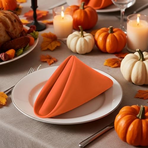 Utopia Home [12 Pack, Orange] Cloth Napkins 20x20 Inches, 100% Polyester