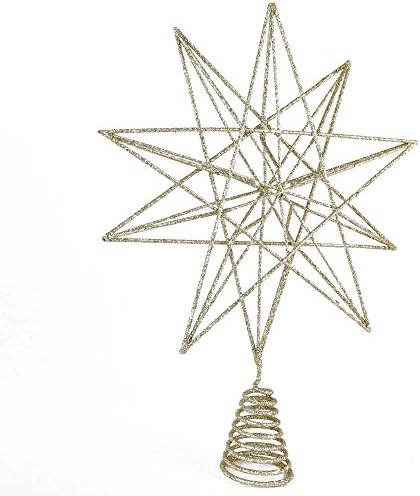 Glitter Star Christmas Tree Topper - 3-D Star Decor Ornament Decoration 13"