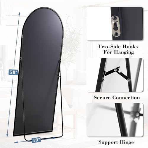 DUMOS 58"x19" Arched Full Length Mirror with Stand, Full Body Floor Mirror