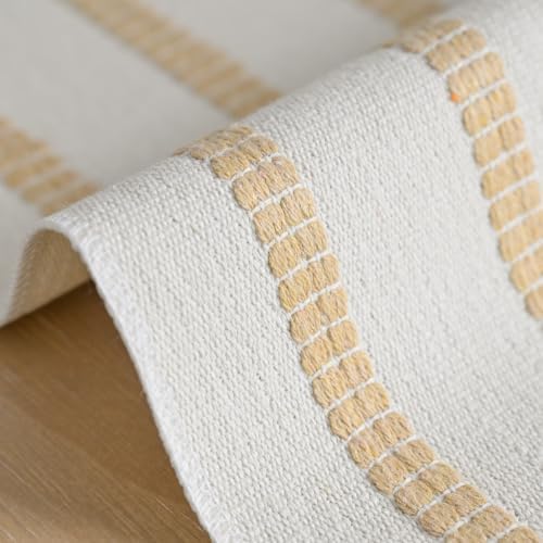 Artoid Mode Burlap Brown Farmhouse Woven Stripe Table Runner, Seasonal Holiday Boho Rustic Kitchen Dining Table Decoration for Home Party Decor 12x72 Inch