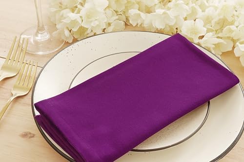PurpleEssences Cloth Dinner Napkins 18x18 in Set of 12 - Purple