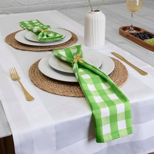 Blue Needles Gingham Buffalo Plaid Cotton Dinner Napkins Set of 12-18"x18"