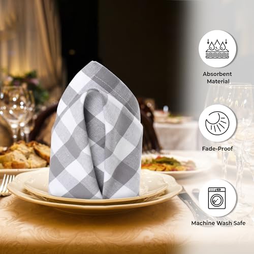 Urban Villa Cloth Napkins Cotton 20x20 (Set of 6) Grey