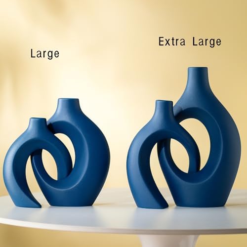Lvases Snuggle Hollow Ceramic Vase of 2, Modern Minimalist Decorative Vases