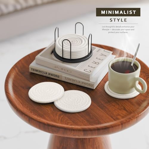 Lazebox Coasters Set of 8 for Drinks, 4 Inch Large Coasters for Coffee Table, Tabletop Protection for Hot & Cold