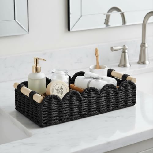 CubesLand Toilet Paper Storage Basket Organizer, Small Wicker Decor Basket