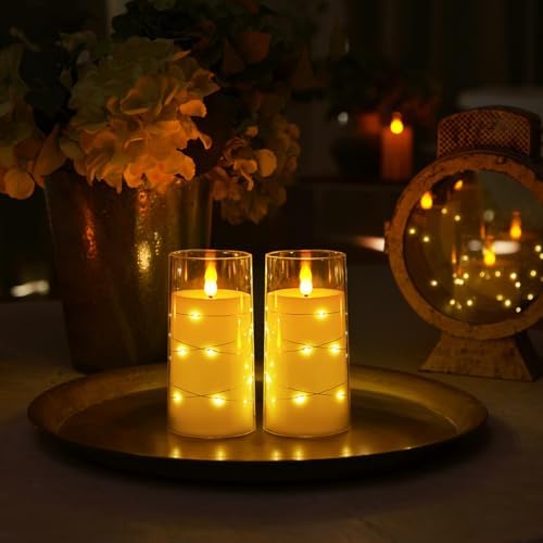 Homemory 3"x6" Flameless Candles, Flickering LED Pillar Candles with Remote