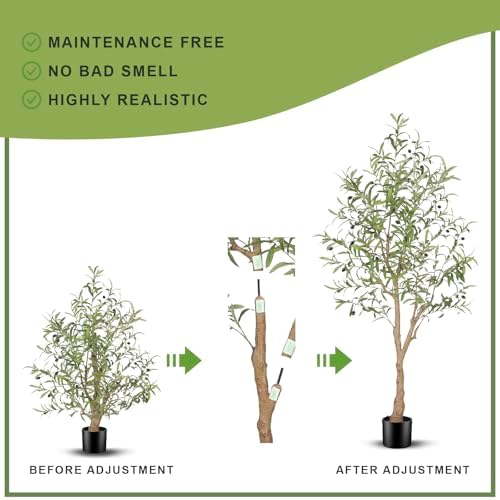 FEELEAD 5FT Artificial Olive Tree with Realistic Leaves & Natural Trunk