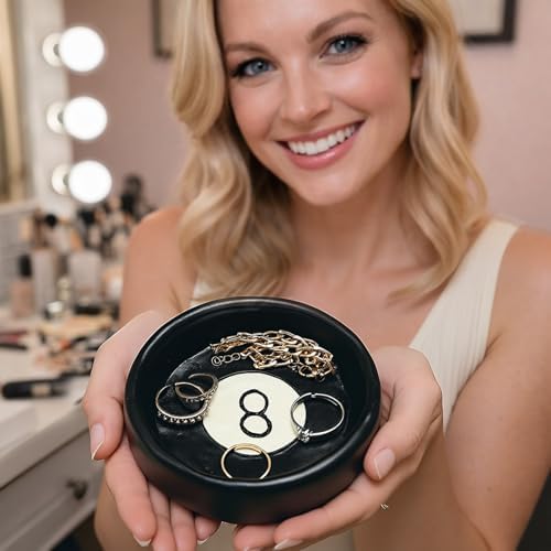 Ball 8 Jewelry Tray Trinket Dish 8 Ball Jewelry Tray Dish Desk Decor Resin Earrings / Black