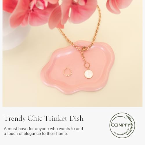 Ceramic Jewelry Tray Trinket Dish / Pink / 7.7 x 5.3 x 0.6
