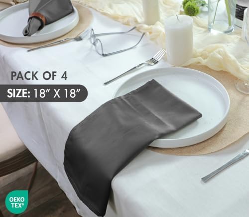 Ruvanti Cloth Napkins Set of 4, 18x18 Inches Napkins Cloth Washable, Soft, Durable, Absorbent, Cotton Blend. Table Dinner Napkins Cloth for Hotel, Lunch, Restaurant, Wedding Parties - Charcoal Grey