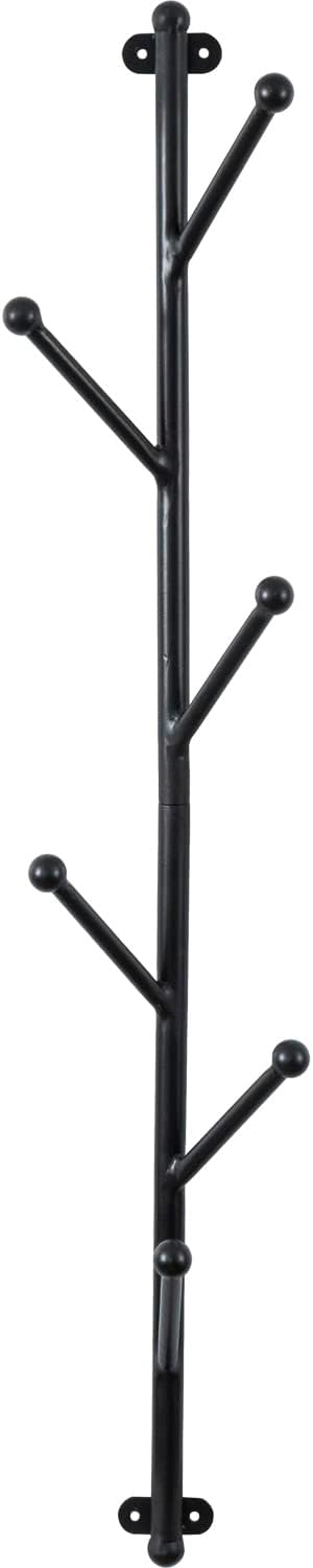 MyGift Wall Mounted Matte Black Metal 6-Hook Entryway Coat Hanger and Hat Tree Rack