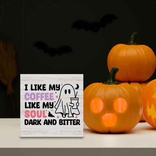 Funny Halloween Ghost Coffee Sign Decor