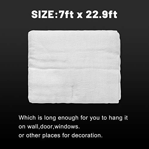 Whaline Halloween White Creepy Cloth 276 x 87 Inch Spooky Halloween Creepy Decoration Scary White Netting Gauze Cloth for Haunted Houses Party Indoor Outdoor Decor
