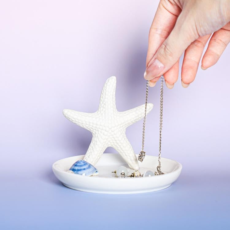 Ceramics Starfish Jewelry Tray Ring Trinket Dish Holder