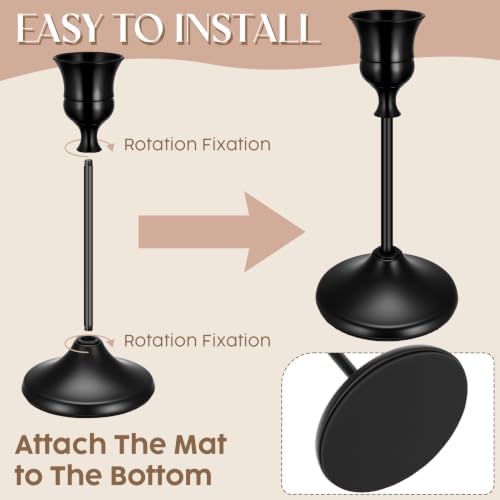 24PCS Brass Black Taper Candle Holders Set, Vintage Candlestick Holders