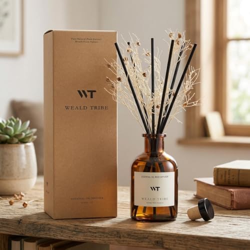 WEALD TRIBE Flower Reed Diffuser Set Clean White Linen Scent for Bathroom Air Fresheners | 4.0 fl oz Fragrance Oils