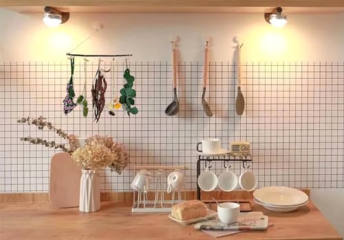 Natural Dried Flower Rack, Dried Flower Wall Hanging for Boho Farmhouse Wall Decor, Eucalyptus Dried Herb Rack, Greenery Hanging Plants with Wooden Stick for Kitchen, Bedroom, Daisy