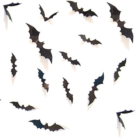 DIY Halloween Party Supplies PVC 3D Decorative Scary Bats Wall Decal Wall Sticker, Halloween Eve Decor Home Window Decoration Set, 28pcs, Black