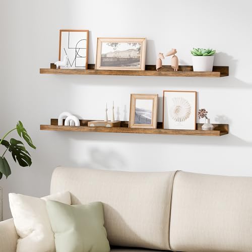 upsimples Floating Shelves for Wall Decor and Storage, Brown, 6Pcs 35.5''