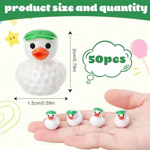 50 Pcs Golf Ducks Toy Figures, Mini Resin Ducks Bulk