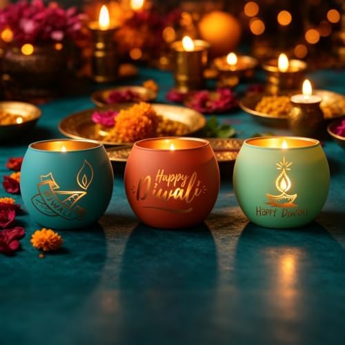SHMILMH Happy Diwali Decorations for Home Candle Holder Diwali Gifts 6 PCS
