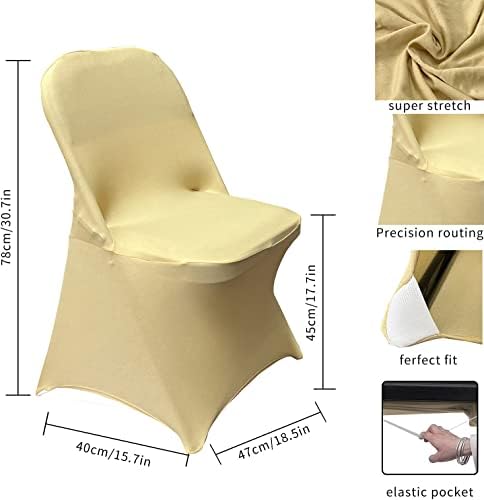 HAINARverS Folding Chair Covers for Wedding, 10pcs Champagne