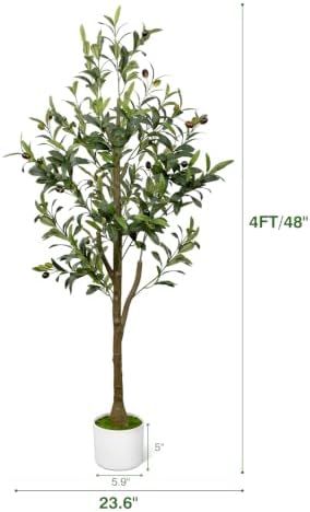 4FT Artificial Olive Tree Indoor Tall Faux with Planter
