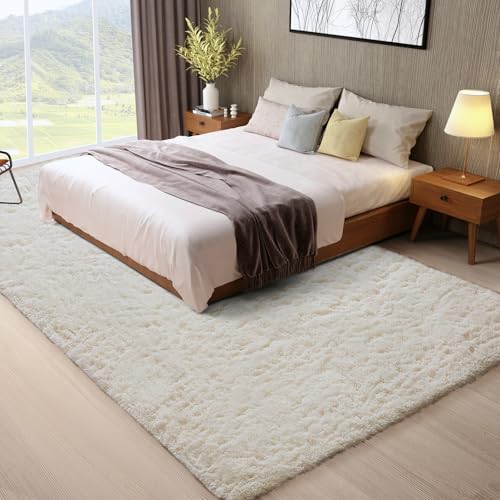 Ophanie 7x9 Area Rugs,Upgrade Non-Slip Fluffy Soft Rugs for Living Room,Large Shag Ivory Fuzzy Plush Rug,Ivory Shaggy