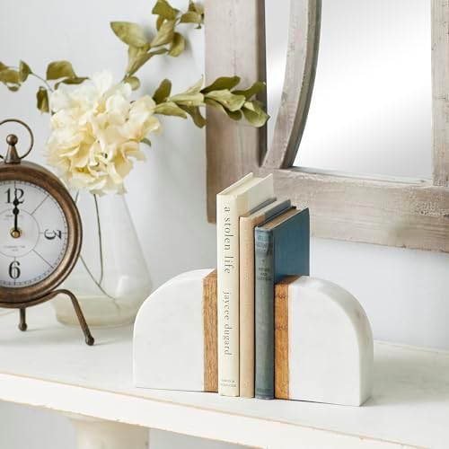Marble Decorative Bookends lbs Non Skid Bookends / White / 5 Inch / Set of 2