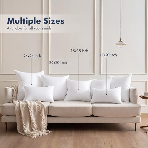 MIULEE 18x18 Throw Pillows Inserts 6 Pack, Decorative Pillows for Couch Bed