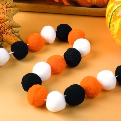 MARFOREVER 4 Pack 26.3 Ft Halloween Pom Pom Garlands Decorations