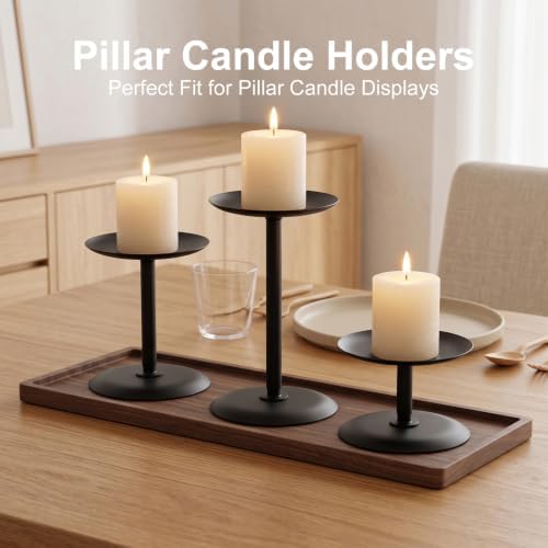 Homemory Fall Halloween Table Decor, Black Metal Candle Holders Set of 3