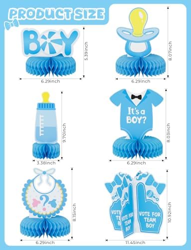 12 Pcs Baby Gender Reveal Table Decorations, Boy or Girl Centerpieces for Tables Honeycomb Centerpieces Blue and Pink Table Decor for Baby Shower Pregnancy Announcements Newborn Party Supplies