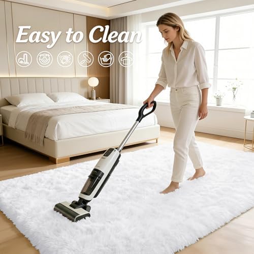 OLANLY 2x3 Machine Washable Small Bedside Rug, Soft Fluffy Shaggy Entryway Throw Rugs for Bedroom, Living Room, Indoor