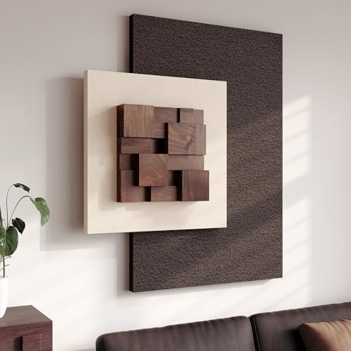 Large Wood Abstract Wall Art for Living Room, Modern 3D Artwork for Walls