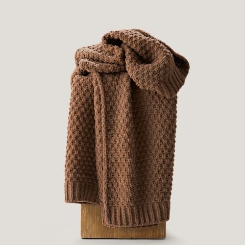 EVERGRACEHOME Chunky Chenille Knit Throw Blanket, 60 x 80, Burnt Orange